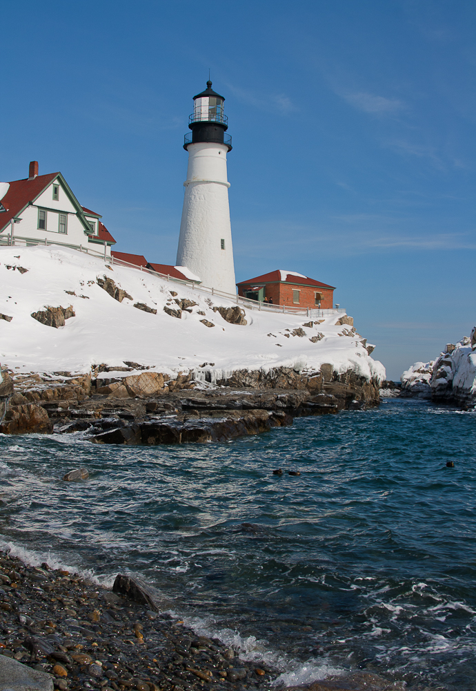 Rocky beach at Portland Head Light